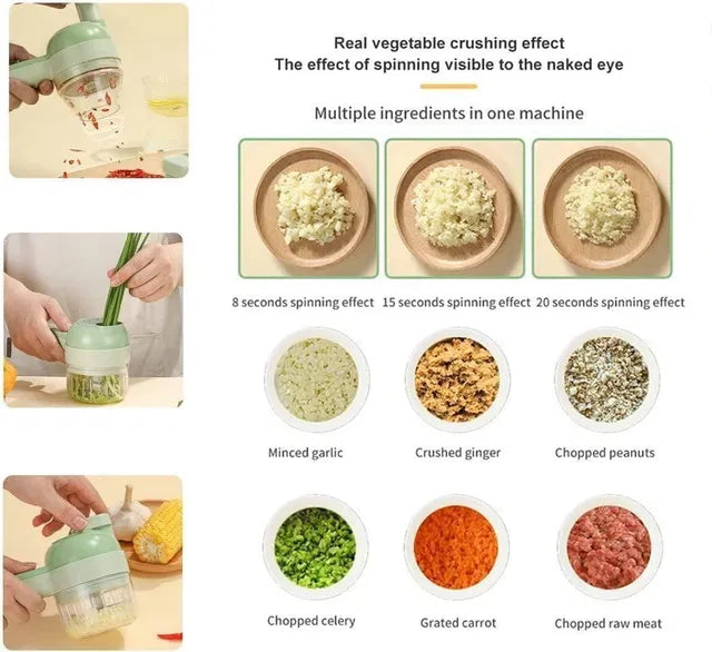 4-in-1 Electric Vegetable Chopper — Chop Onions, Garlic & Chilli in Seconds
