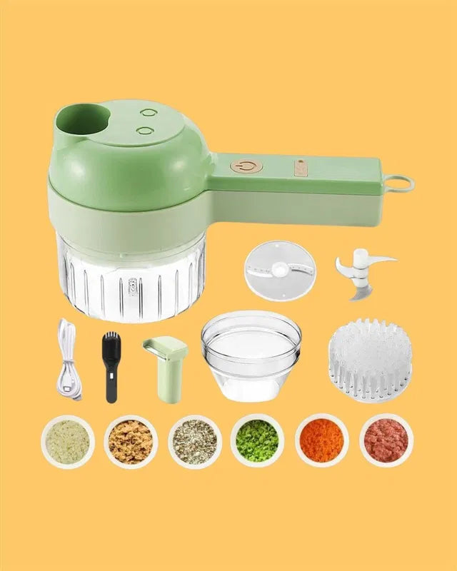 4-in-1 Electric Vegetable Chopper — Chop Onions, Garlic & Chilli in Seconds