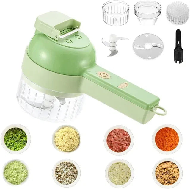 4-in-1 Electric Vegetable Chopper — Chop Onions, Garlic & Chilli in Seconds